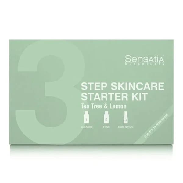 Sensatia Botanicals مجموعة العناية بالبشرة من سنساتيا بوتانيكالز بشجرة الشاي والليمون ثلاث خطوات