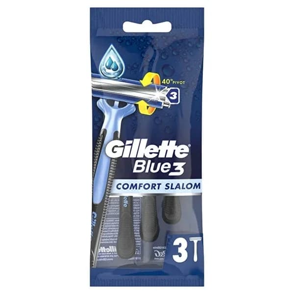 Gillette ماكينة حلاقة جيليت بلو 3 سلالوم للاستخدام مرة واحدة عبوة من 3 قطع