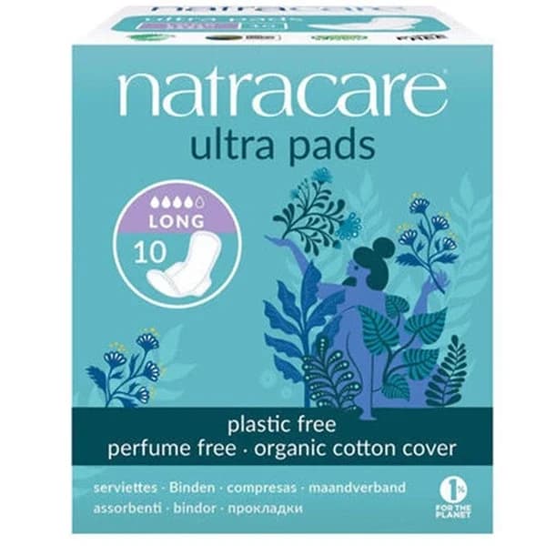 Natracare فوط ناتراكير القطنية العضوية الطويلة جدًا عبوة من 10 قطع