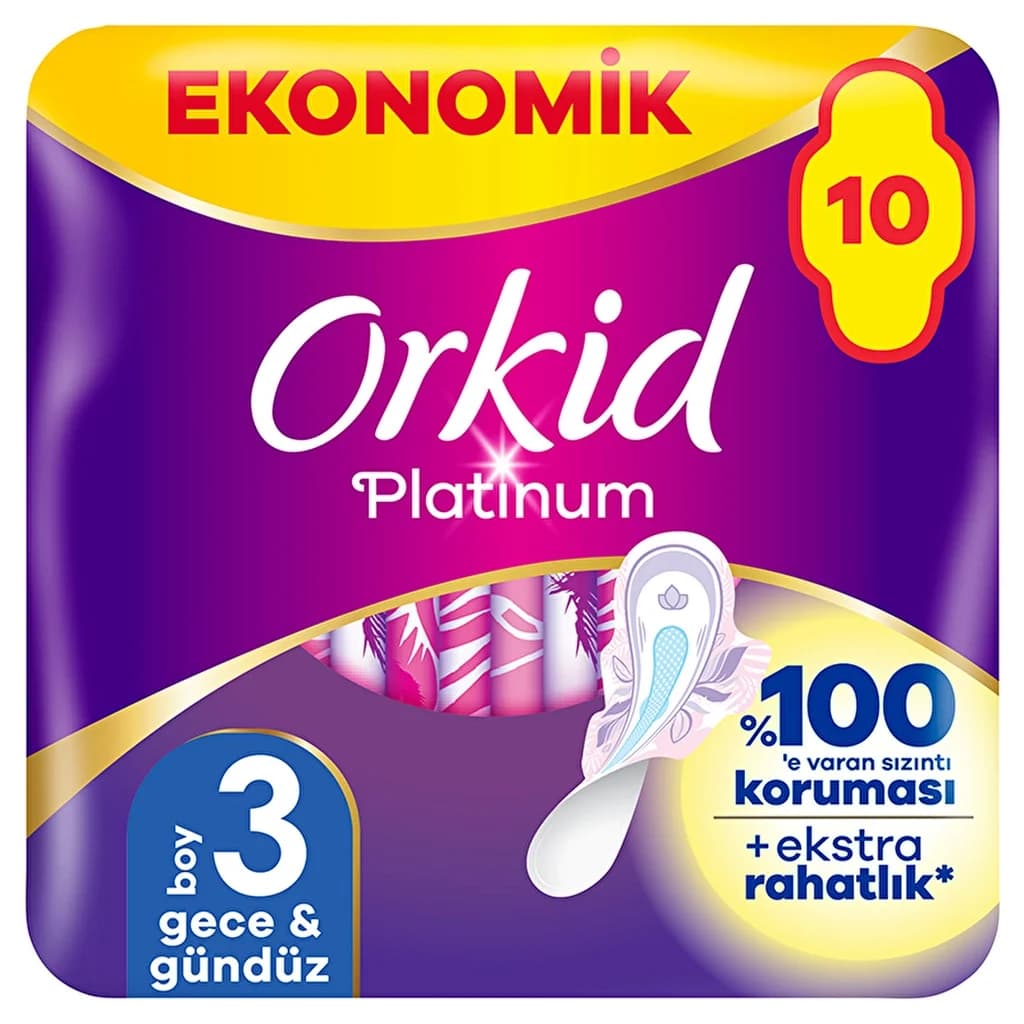 Orkid فوط أوركيد بلاتينيوم نايت الصحية (مقاس 3) 10 قطع