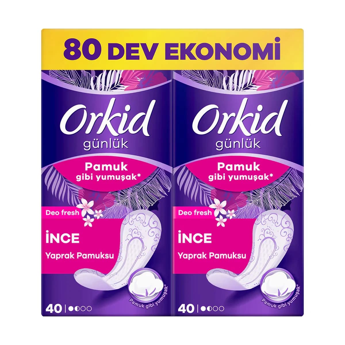Orkid أوركيد ليف قطنية يومية مزيلة للعرق عبوة اقتصادية عملاقة 80 قطعة