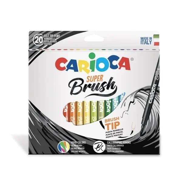 Carioca أقلام كاريوكا سوبر برش فيلت، ٢٠ قطعة قابلة للغسل، ألوان زاهية