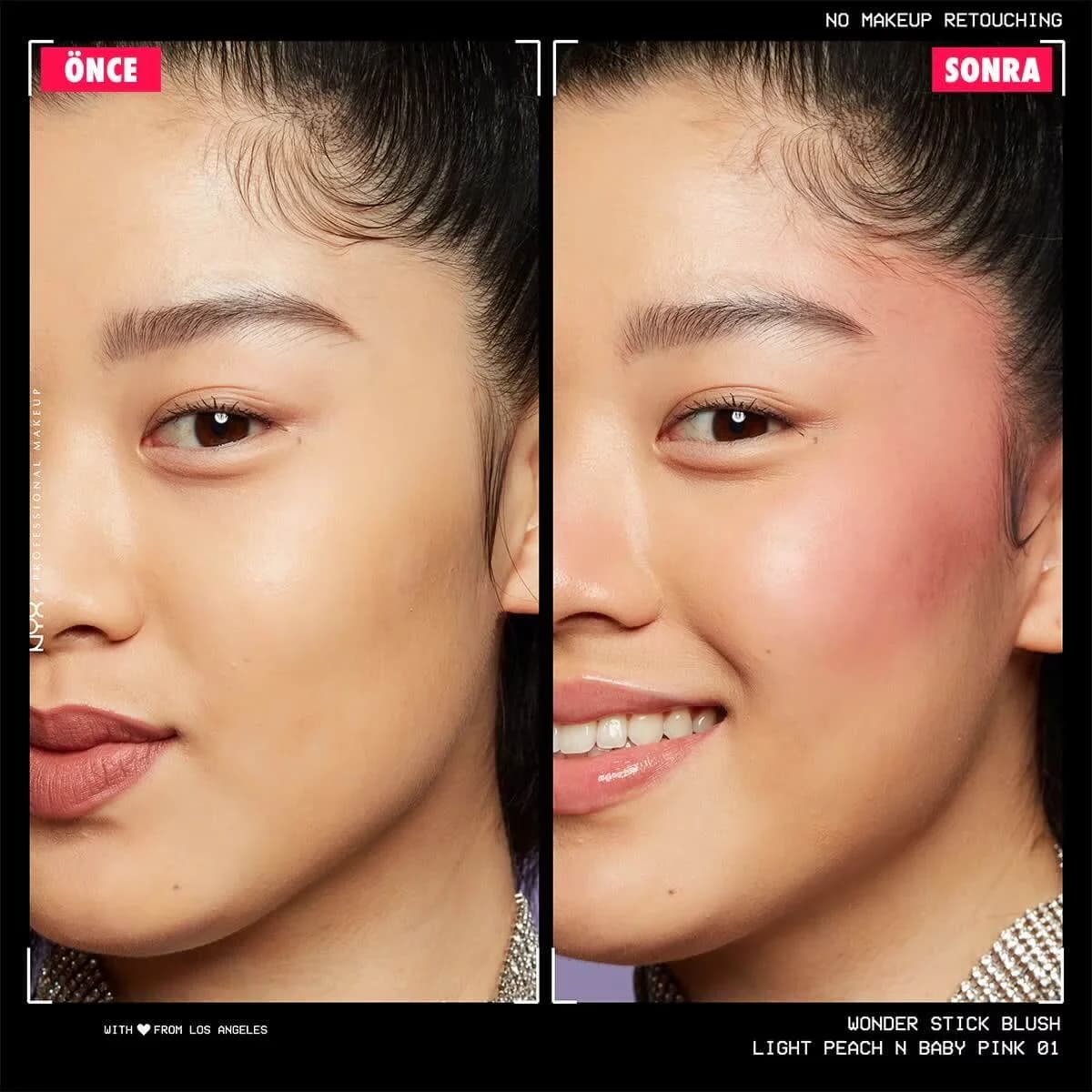 NYX عصا أحمر الخدود الكريمية مزدوجة الجوانب من نيكس بروفيشنال ميك أب وندر ستيك بلون الخوخ الفاتح والوردي الفاتح