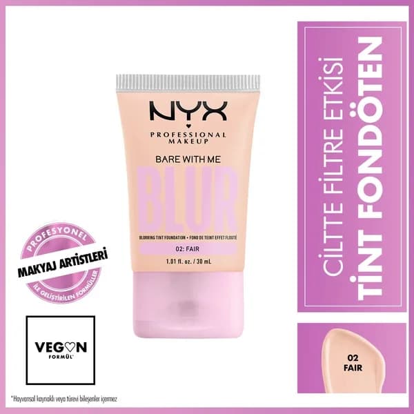 NYX كريم أساس بلور تينت سكين فيلتر إيفكت من نيكس بروفيشنال ميك أب، 02 فير