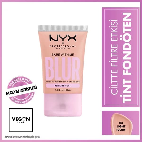NYX كريم أساس بلور تينت سكين فيلتر إيفكت من نيكس بروفيشنال ميك أب، 03 عاجي فاتح