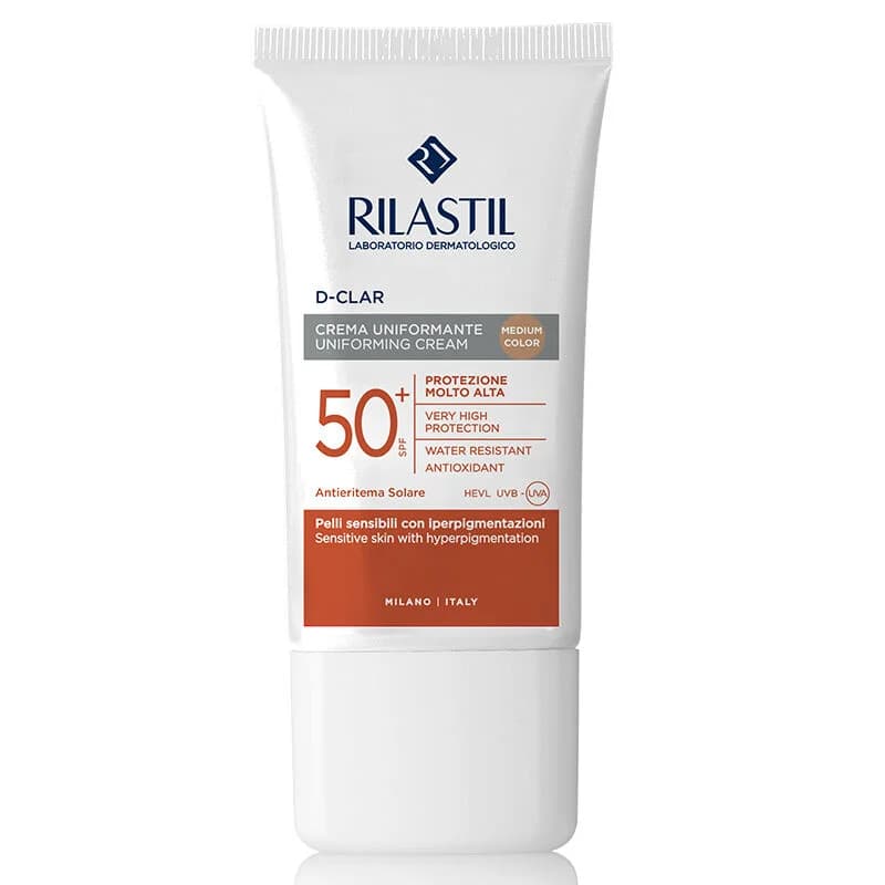 Rilastil كريم ريلاستيل دي-كلار المضاد للبقع وواقي الشمس للوجه بعامل حماية من الشمس 50+، 40 مل متوسط