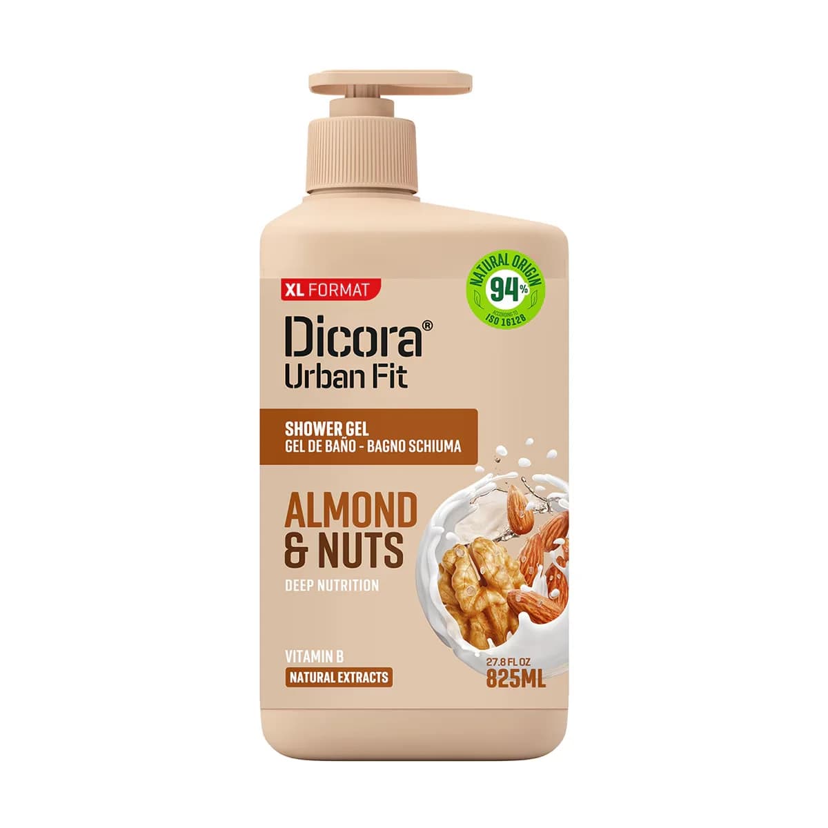Dicora Urban Fit جل استحمام ديكورا أوربان فيت بفيتامين ب واللوز والبندق 825 مل