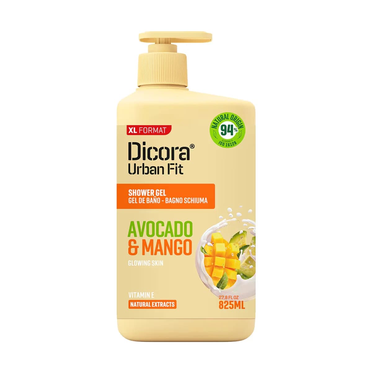جل استحمام فيتامين E مانجو وأفوكادو 825 مل من ديكورا أوربان فيت Dicora Urban Fit