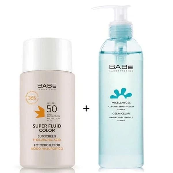 بيبي لون سائل فائق SPF50+ 50 مل + جل معدني 90 مل هدية Babe