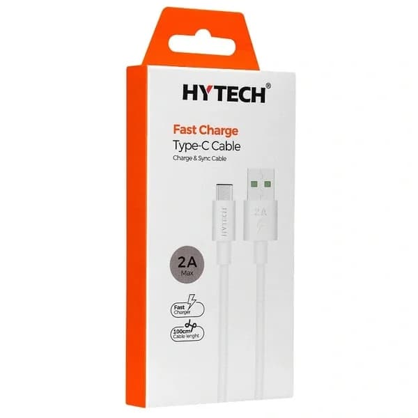 كابل شحن نوع سي من هايتيك 1 متر 2 أبيض طراز هاي-إكس105 Hytech