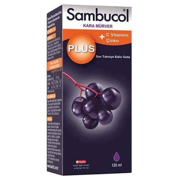 Sambucol سامبوكول بلس بنكهة البلسان الأسود وفيتامين سي والزنك 120 مل