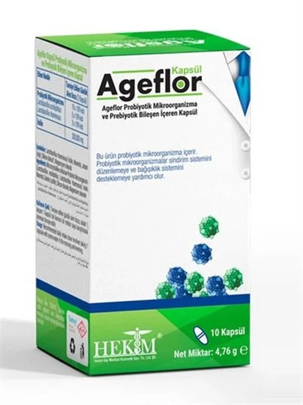 مكونات ميكروبيوم بروبيوتيك وبريبايوتيك 10 كبسولات من أيجفلور Ageflor