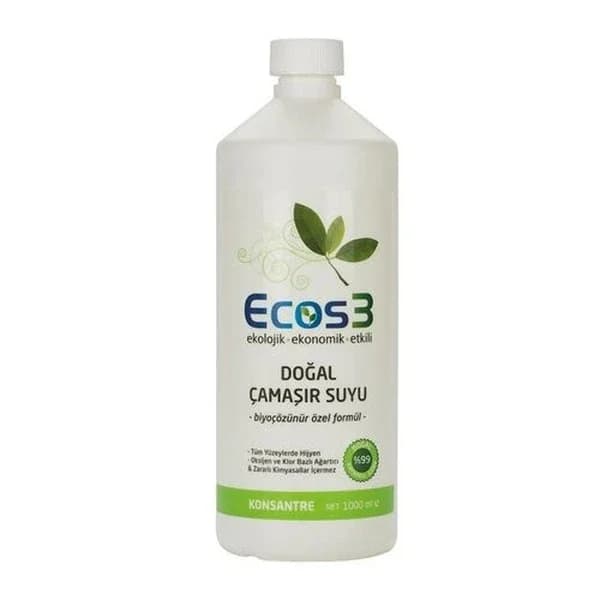 Ecos3 مبيض إيكوس 3 الطبيعي الصديق للبيئة، 1 لتر آمن وفعال
