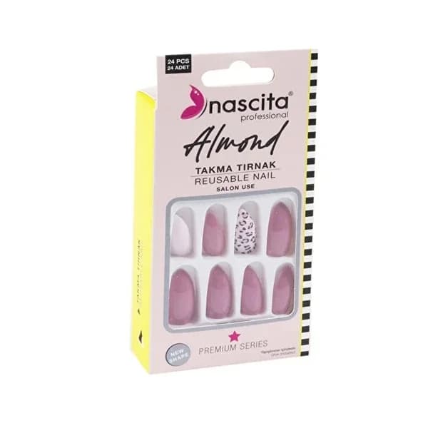 Nascita 24 Almond Colored False Nails Set - Easy Application