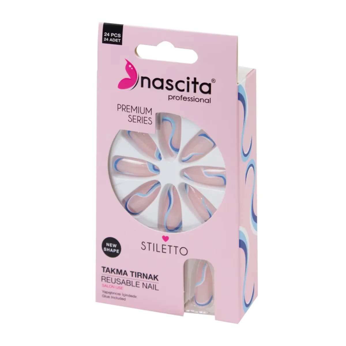 Nascita أظافر ناسيتا الصناعية الزرقاء 24 قطعة