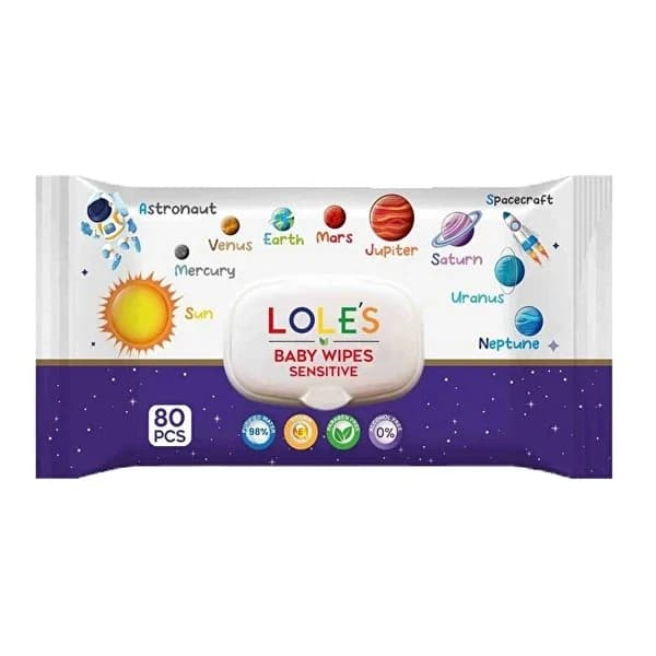 Lole's مناديل لولي المبللة للأطفال الحساسة، 80 منديلًا لطيفة ولا تسبب الحساسية