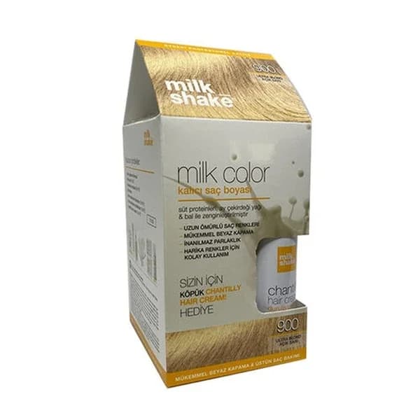 Milk Shake صبغة شعر دائمة ميلك شيك ميلك كولور 900 أشقر فاتح هدية رغوية