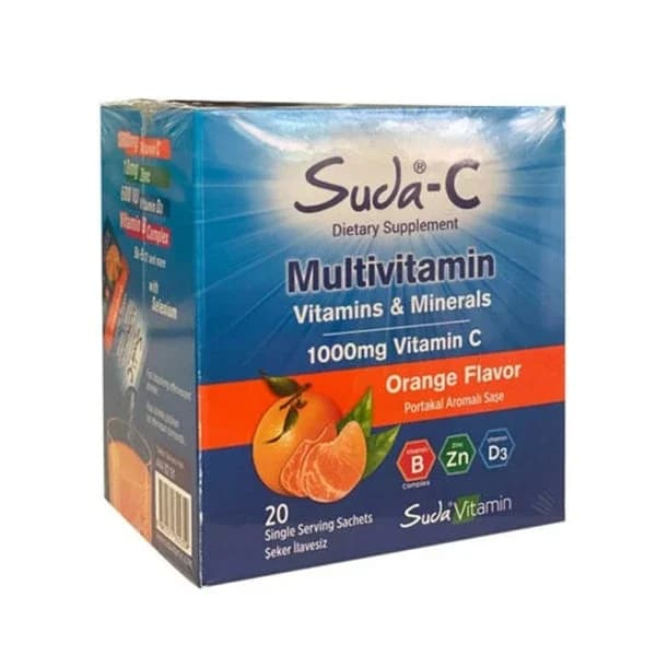 Suda Vitamin سودا فيتامين سي متعدد الفيتامينات والمعادن 20 كيسًا