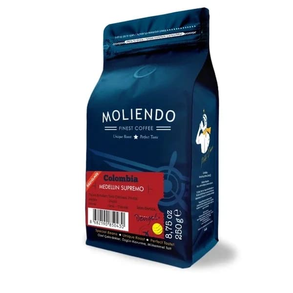 Moliendo قهوة موليندو كولومبيا ميديلين سوبريمو المحلية (قهوة مطحونة مفلترة) 250 غرام