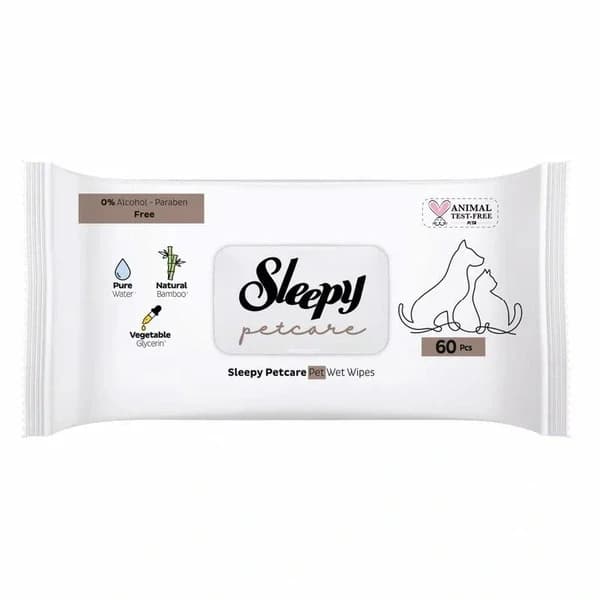 مناديل رطبة للعناية بالحيوانات الأليفة 60 قطعة من سليبي Sleepy