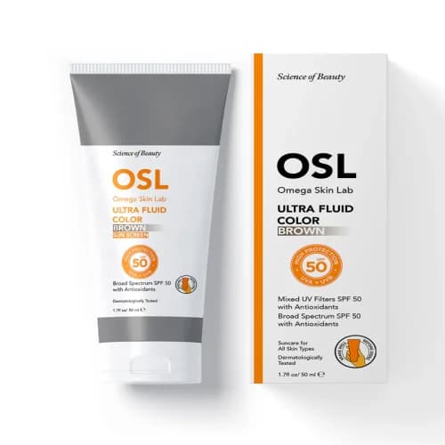 Osl Omega Skin Lab أو إس إل كريم أوميجا سكين لاب ألترا فلويد كولور واقي من الشمس بعامل حماية 50+ 50 مل بني