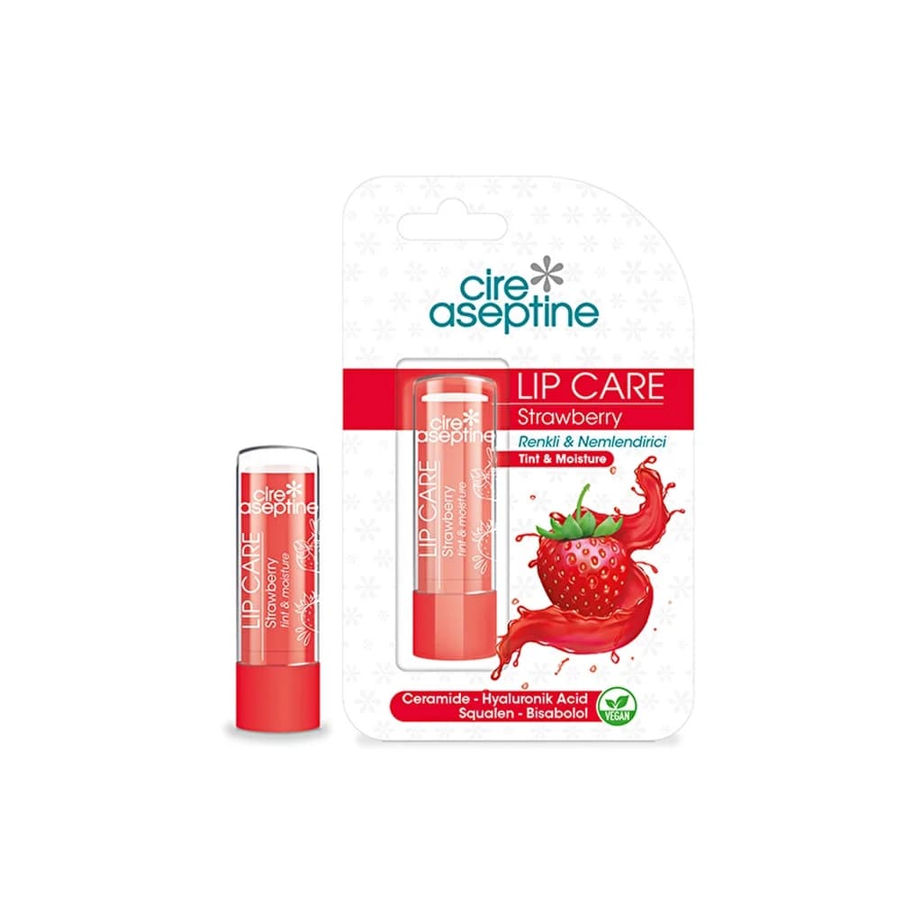 Cire Aseptine كريم العناية بالشفاه الملون سيري أسيبتين بنكهة الفراولة، قطعة واحدة