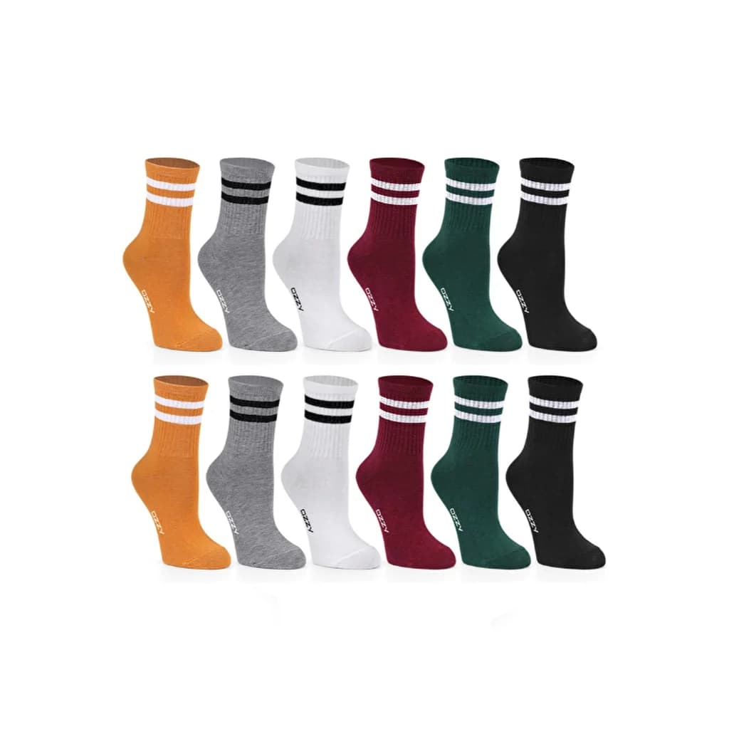جوارب تنس مخططة نسائية 12 قطعة مقاس 36/40 من أوزي سوكس Ozzy Socks