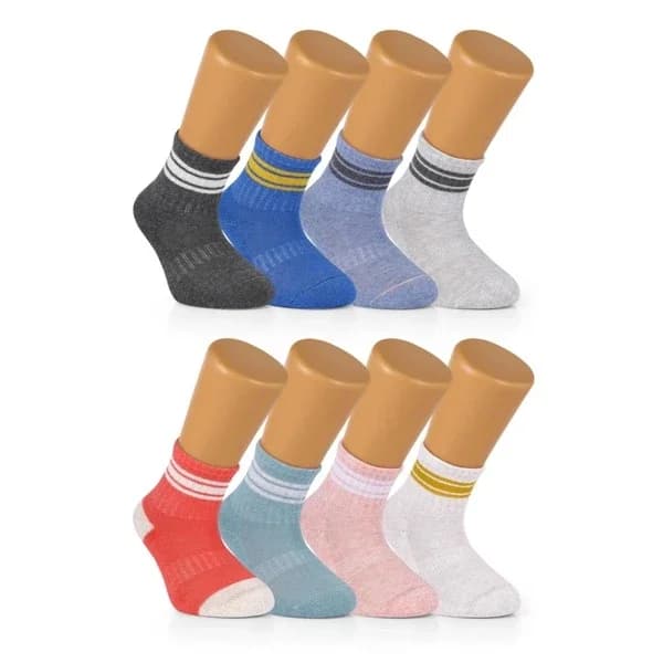 Ozzy Socks جوارب أوزي للأطفال عبوة من 8 جوارب قطنية مخططة للأطفال من عمر 5 إلى 7 سنوات