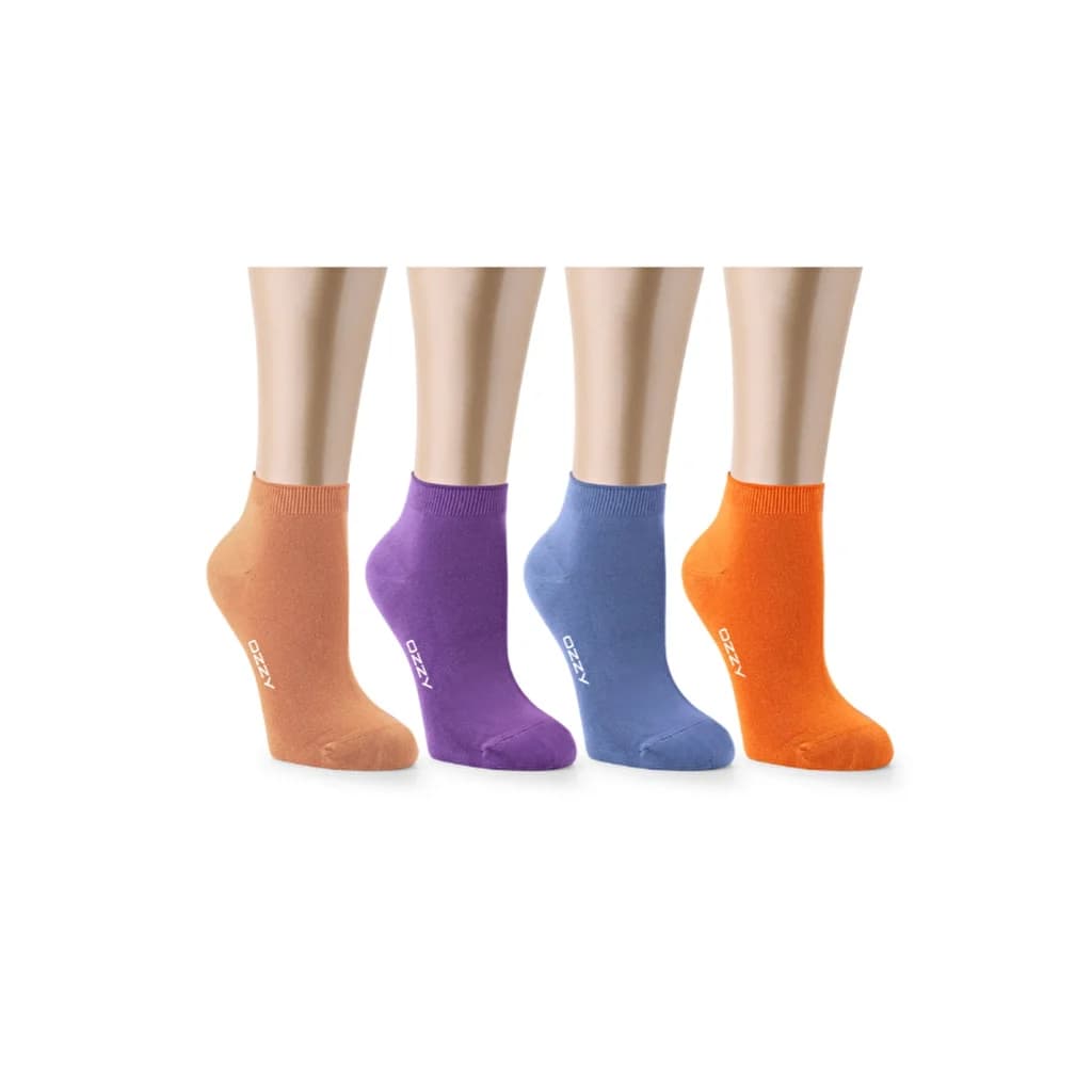 Ozzy Socks جوارب أوزي سوكس النسائية، عبوة من 4 جوارب كاحل بدون درزات من الخيزران، ملونة، مقاس 1 36/40