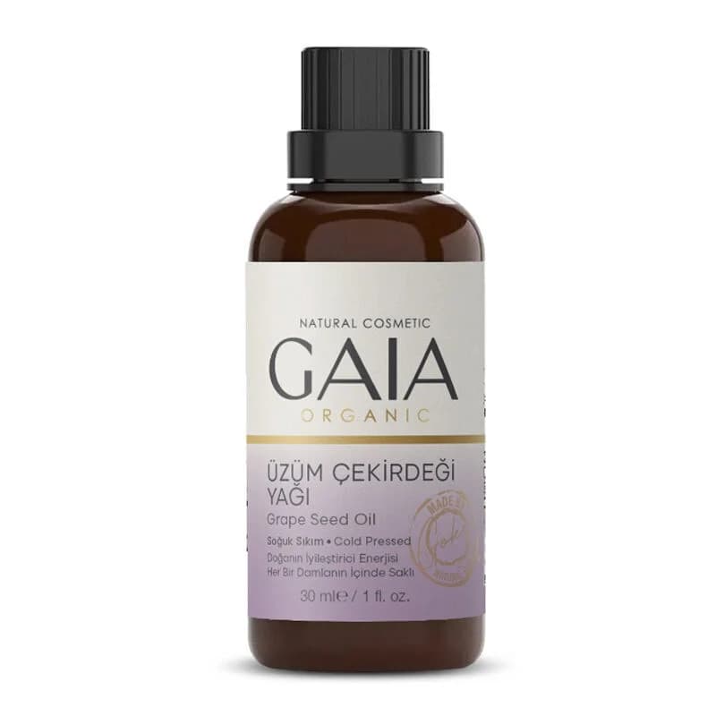 Gaia Organic زيت بذور العنب العضوي المعصور على البارد من جايا 30 مل مستخلص نقي
