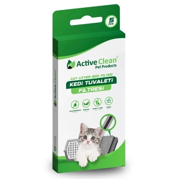 فلتر مرحاض قطط 5 قطع من أكتيف كلين Active Clean