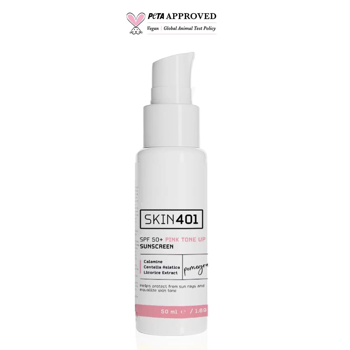 واقي شمس متساوي اللون بتأثير وردي SPF 50 50 مل من سكين 401 Skin401