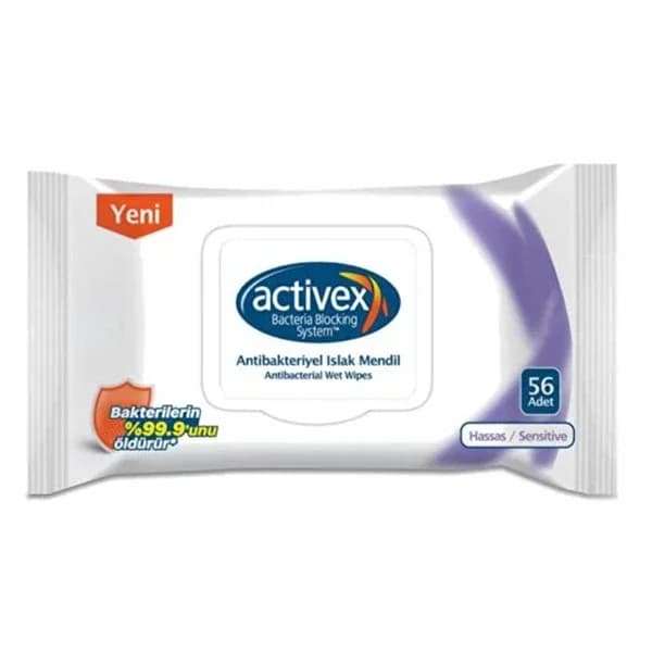 Activex مناديل مبللة مضادة للبكتيريا من أكتيفكس، 56 منديلًا للحماية الحساسة، 56 منديلًا