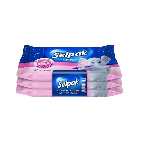 Selpak مناديل سيلباك القطنية الناعمة المبللة للجيب عبوة من 3 قطع، برائحة منعشة