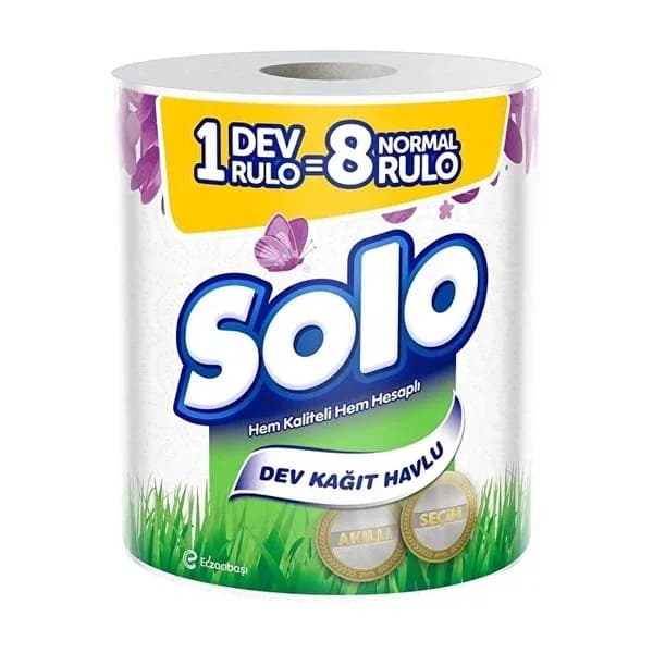 Solo منشفة سولو العملاقة 8 لفات، ورق فائق النعومة والامتصاص