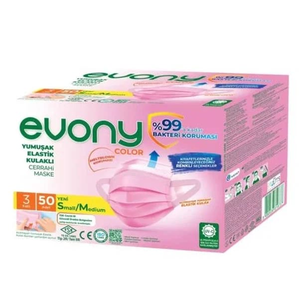 Evony قناع إيفوني 3 طبقات 50 قطعة وردي