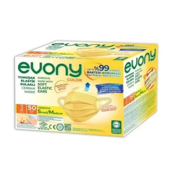 Evony قناع إيفوني 3 طبقات 50 قطعة أصفر