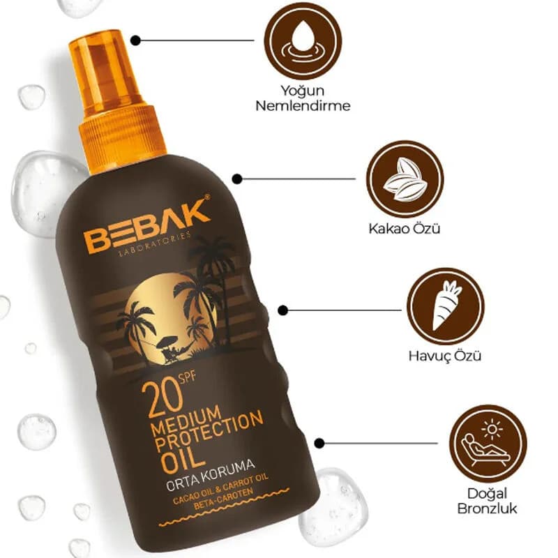 زيت برونزنج فعال SPF20+ 150 مل من بيبك Bebak