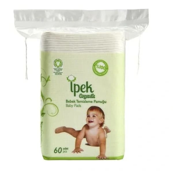 İpek قطن تنظيف الأطفال العضوي من إيبك، 60 قطعة