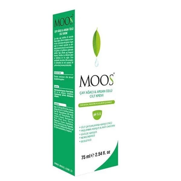 Moos كريم موس للعناية بالبشرة بزيت شجرة الشاي والأرجان 75 مل تغذية وحماية