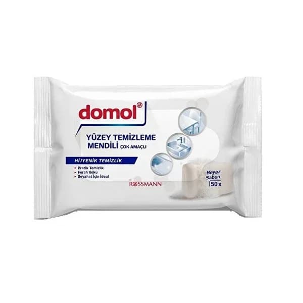 Domol مناديل دومول متعددة الأغراض لتنظيف الأسطح برائحة الصابون الأبيض، 50 قطعة