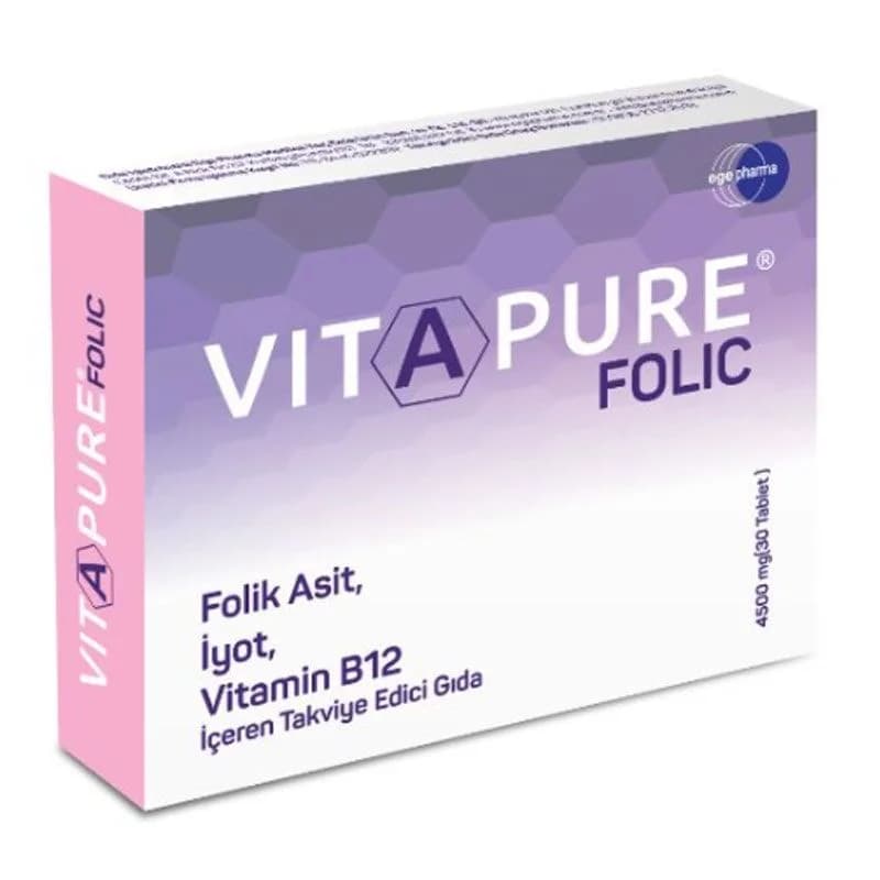 Vitapure فيتابور غذاء مكمل غذائي غني بحمض الفوليك 30 قرصًا