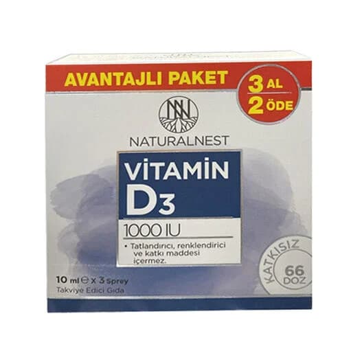 Naturalnest بخاخ فيتامين د3 1000 وحدة دولية من ناتشورال نيست، 10 مل، اشترِ 3 وادفع 2