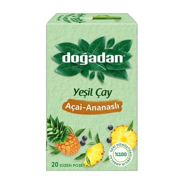Doğadan دوغادان الشاي الأخضر أكاي الأناناس 20 ثانية
