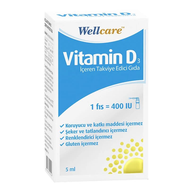 مكمل غذائي فيتامين د3 5 مل 400 وحدة دولية من ويل كير Wellcare