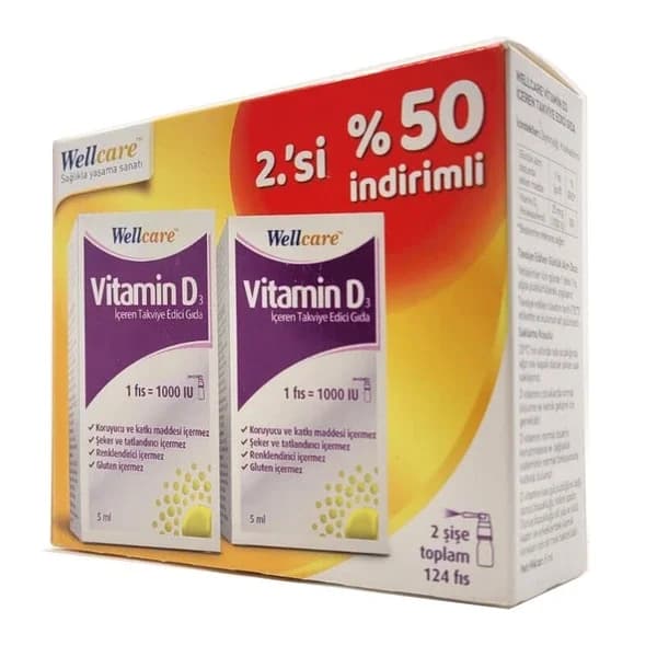Wellcare مكمل غذائي ويلكير يحتوي على فيتامين د3، زجاجتان