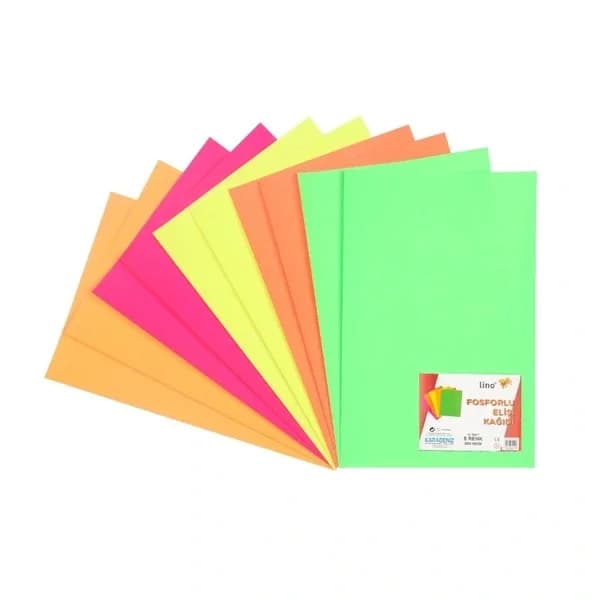 Lino ورق لينو فلوريسنت كرافت، 5 ألوان، عبوة من 10 قطع (20 × 30 سم)