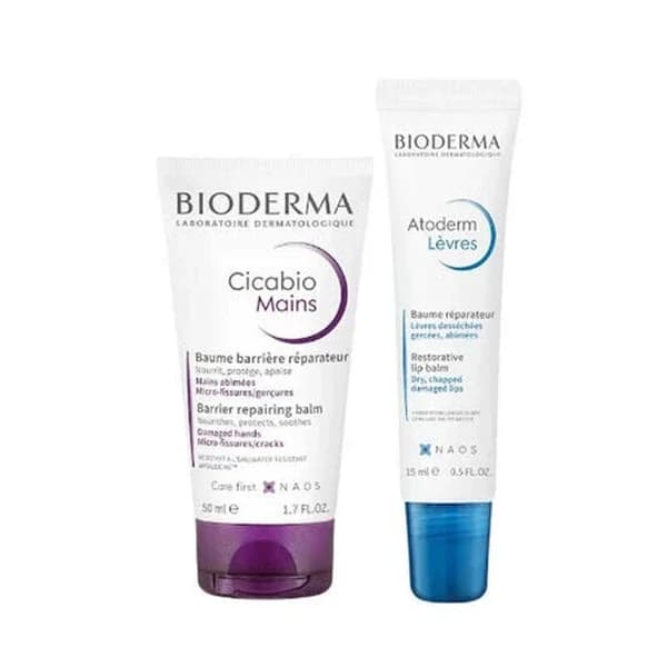 كريم بيوديرما سيكابيو لليدين 50 مل + بلسم الشفاه أتوذيرم 15 مل Bioderma