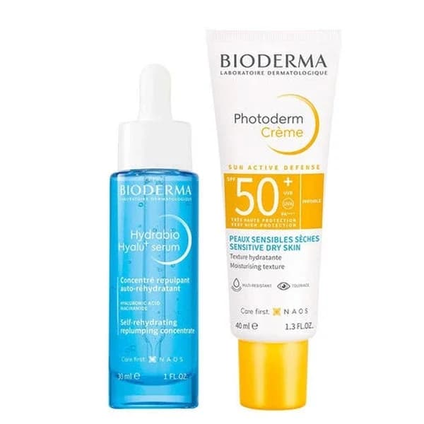 Bioderma مجموعة بيوديرما هايدرابيو هيالو سيروم وكريم فوتوديرم بعامل حماية من الشمس 50