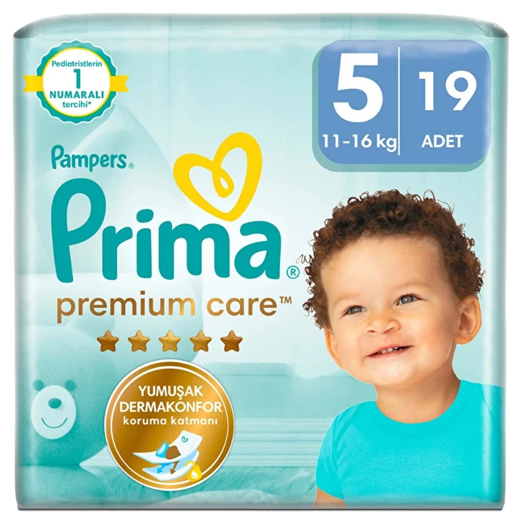 Prima حفاضات بريما بريميوم كير مقاس 5، 19 قطعة